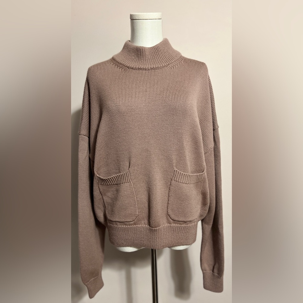 Kit and Ace Taupe Merino Wool Crew Neck Sweater